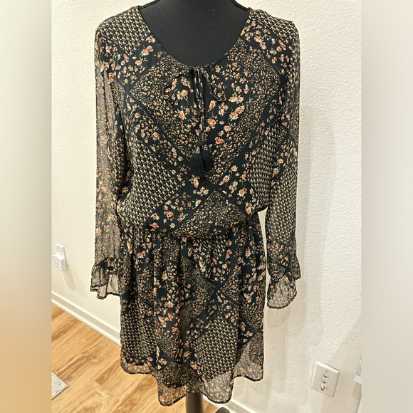 Mango Long Sleeve Floral Print Dress - Size M/ US6 - Picture 1 of 4
